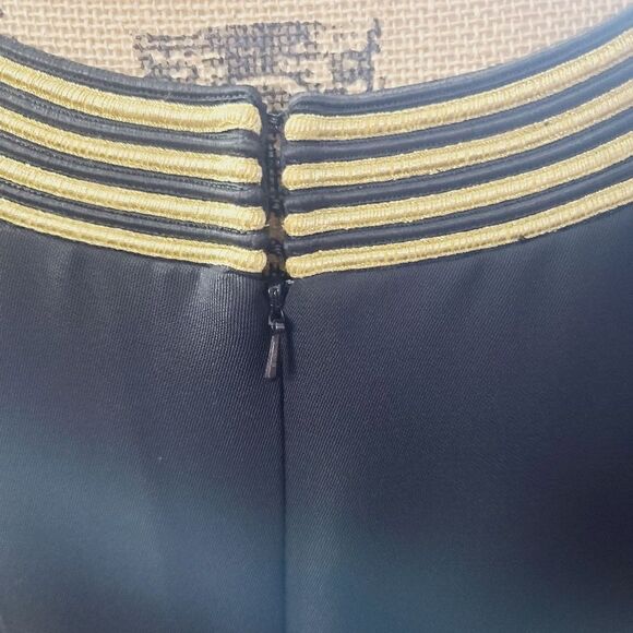 Vintage 80s Patricia Magali Black Metallic Gold Structured Long Sleeve Dress - Picture 7 of 17